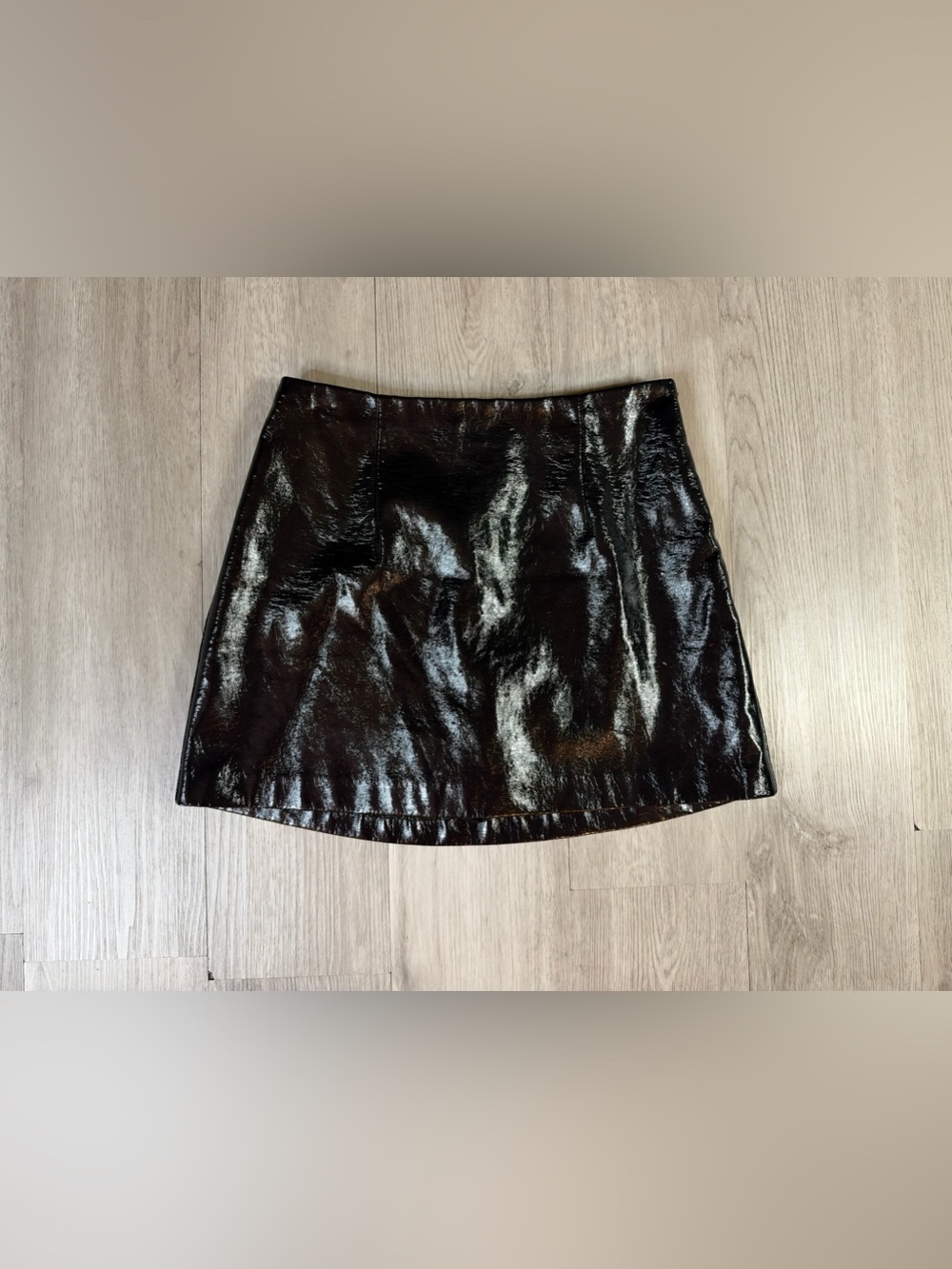 Abercrombie & Fitch Black Faux Vegan Leather Mini Skirt Zip built in shorts S